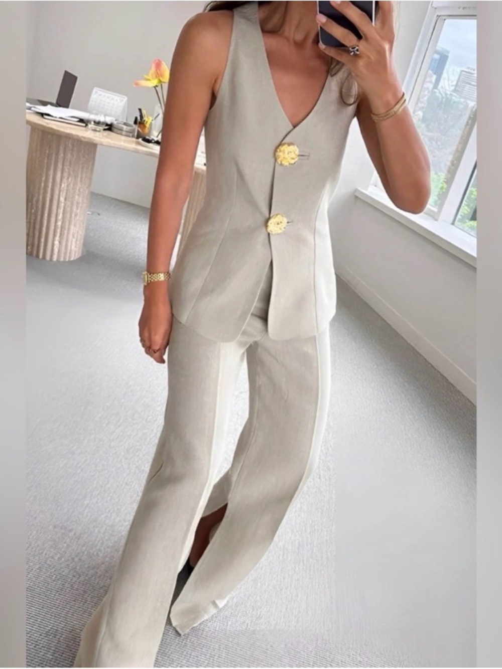 Commense Button Split Sleeveless Pants Set NWT - image 4
